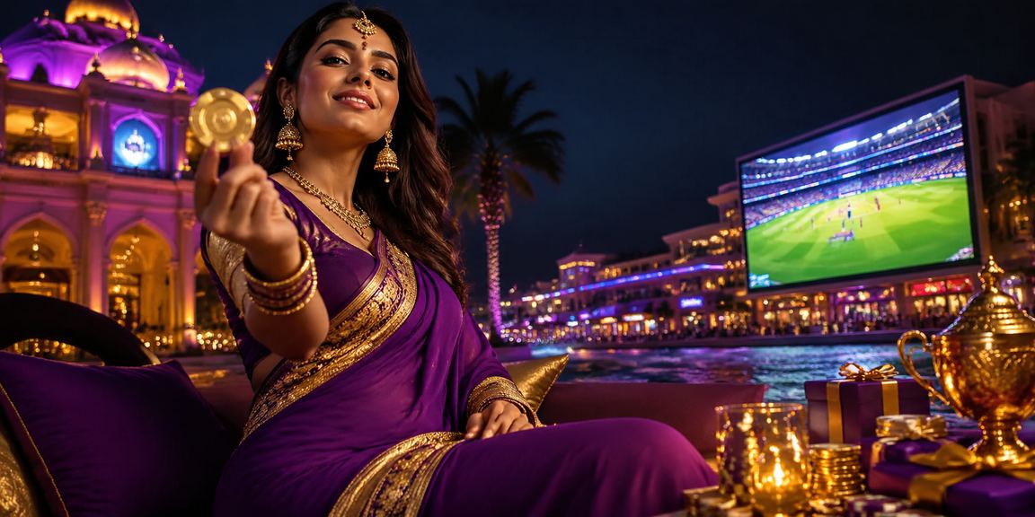 Vibrant neon cricket betting scene in India